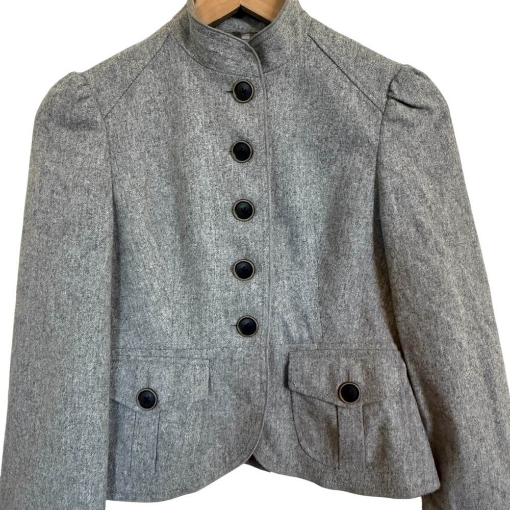 Banana Republic Wool Blend Military Jacket Gray Petite Women’s 2P Button Front